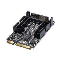 อะแดปเตอร์ Mini PCIe สำหรับ19Pin คู่ USB3.0การเชื่อมต่อแผงด้านหน้าการ์ดขยาย4ขาขนาดเล็กสายเคเบิ้ล Sata