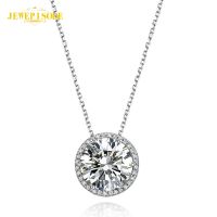 Jewepisode Solid Silver 925 Jewelry Pendant Necklaces for Women Round Cut Created Moissanite Diamond Wedding Necklace Wholesale