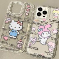 Transparent Phoe Case for iPhone 15 14 13 12 11 Pro Max XR XS X 8 7 6 6S Plus SE 2020 Cartoon Hello Kitty Melody Clear Cover