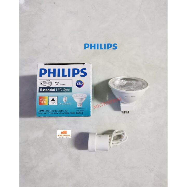 โปรโมชั่น-essential-led-หลอดไฟฟิลิปส์-mr16-4-5w-220v-warm-white-ราคาถูก-หลอด-ไฟ-หลอดไฟตกแต่ง-หลอดไฟบ้าน-หลอดไฟพลังแดด