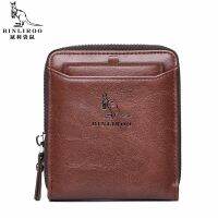 New Men Leather Wallet Business Credit Card Holder RFID Blocking Pocket Coin Purse Zipper Wallet Male High Quality