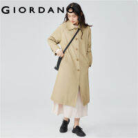 GIORDANO Women Coats Turn-Down Collar Raglan Sleeve Long Coats Solid Color Single-Breasted Fashion Casual Loose Coats 18372202