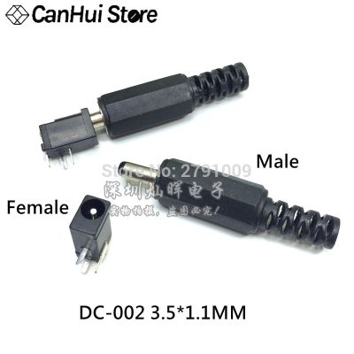 10PCS DC002 3.5*1.1MM Male Power Plug Jack CONNECTOR MALE Welding line DC-002 Mini DC Socket Female 3.5x1.1 mm Hot New  Wires Leads Adapters