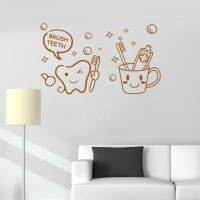 (สติ๊กเกอร์และรูปลอกผนัง) Lucu Sikat Gigi Stiker Dawing Gigi Alat สติ๊กเกอร์ไวนิลติดรถยนต์ Gigi Anak-Anak Kamar Seni ภาพจิตรกรรมฝาผนัง Kamar Manding Air Yang Da Ahan