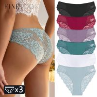 《Be love shop》FINETOO 3Pcs/set Sexy Lace Panties Women Floral Briefs S-XL Ladies Underpants Low Waist Lace Underwear Female Lingerie 6 Colors