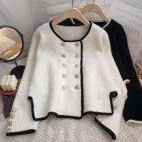 [COD] Imitation mink coat womens autumn and winter 2022 new loose versatile double-breasted short long-sleeved knitted cardigan sweater