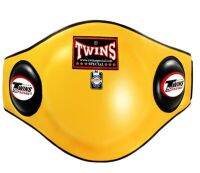 เป้าท้องทวินส์ หนังแท้ สีเหลือง ( Size S,M,L ) Twins special Belly Protector Pads BEPL-2 Yellow  Training Muay Thai MMA K1