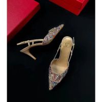 ValentinoS3รองเท้าส้นสูงแบบมีสายรัดรองเท้าส้นสูง,ปลายแหลมสไตล์ฝรั่งเศสหุ้มนิ้วเท้าส้นสูง