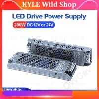 KYLE Wild Shop 200W DC12V 16.0A DC24V 8.3A Ultra Thin LED Power Supply Lighting Transformers Adapter Switch 200W AC110-265V For LED Strips