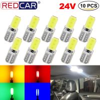 ✣♦☏ 10Pcs T10 W5W Led Bulb 194 168 DC 24V Signal Light COB Car Clearance Lights Reading Lamp Wedge Side Reverse Lamps Trunk Light