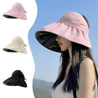 【CW】Summer Women Black Vinyl Sunshade Hat Female Outdoor Beach UV Protection Breathable Empty Top Hats Lady Foldable Hollow Sun Cap