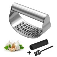 ETXStainless Steel garlic press garlic press rolling tools grinder curved surface mincing masher durable home kitchen cooking appli