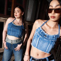 Merge Official - Quin Halter Top 3 Colors (พร้อมส่ง)  เสื้อเกาะอกคล้องคอ ผ้า Denim Spandex