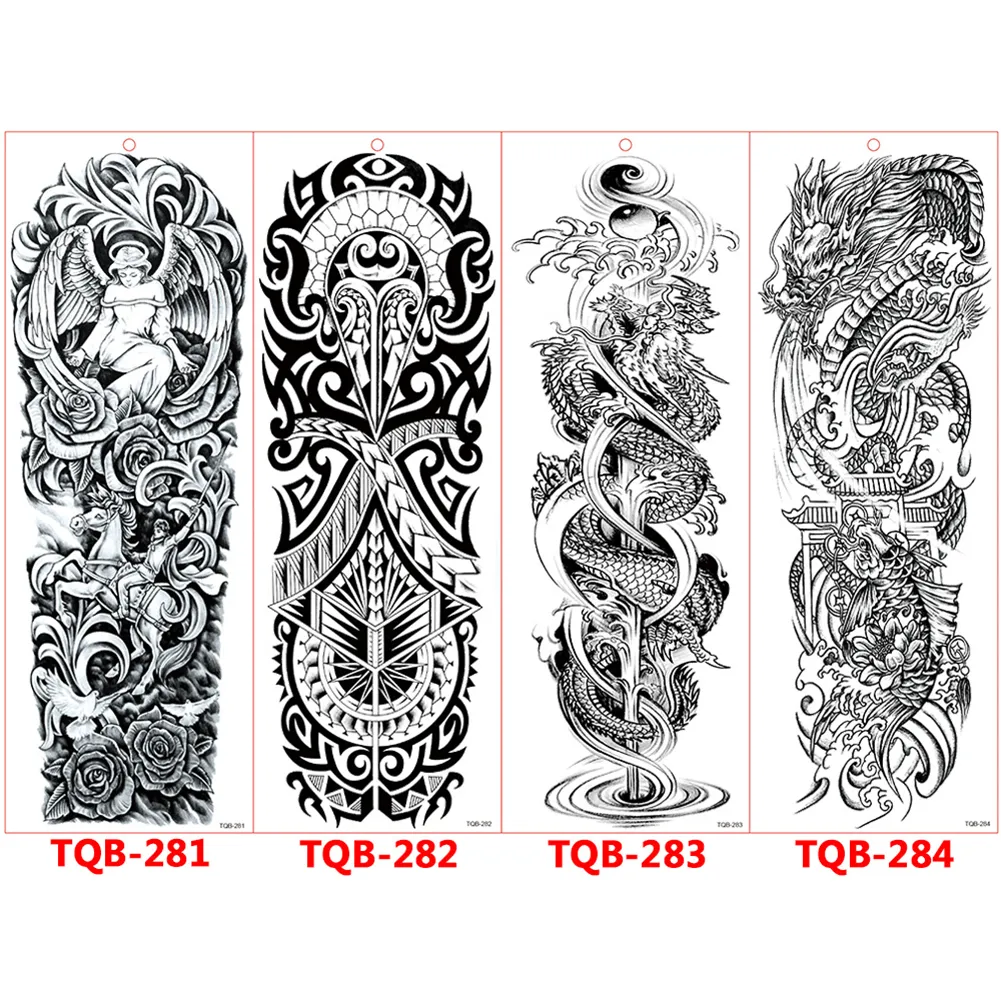 TQB281-TQB284 Large Arm Sleeve Tattoo Rose Gear Clock Eye Waterproof  Temporary Tatto Sticker Lion Wolf King Body Art Full Fake Tatoo Women Men |  Lazada