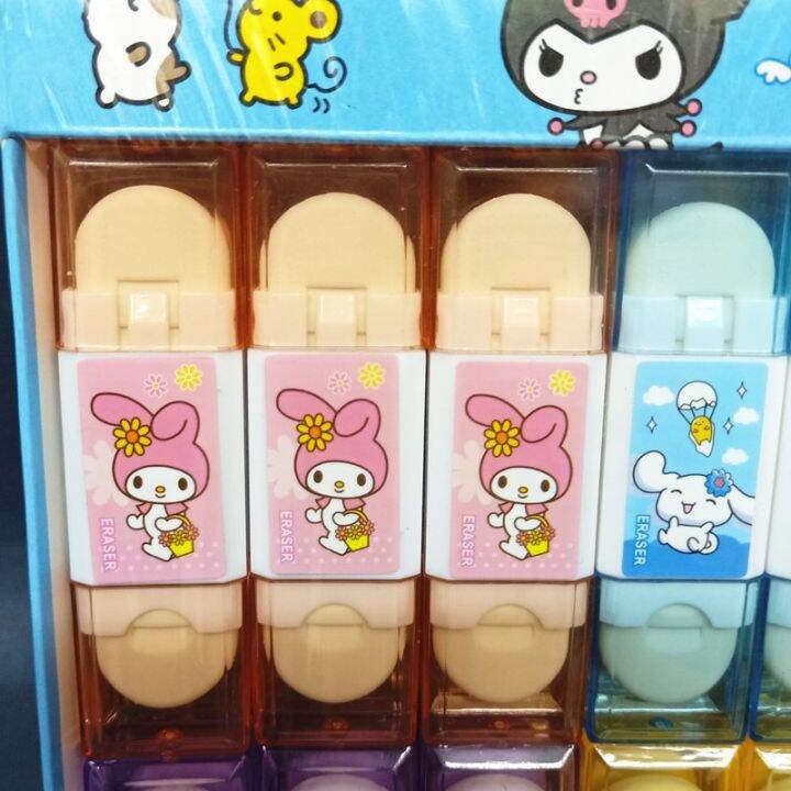 sanrio-ruer-ยางลบอนิเมะ-my-melody-kuromi-cinnamoroll-48ชิ้นยางลบดินสอนักเรียนขายส่งอุปกรณ์สำหรับเด็กนักเรียน