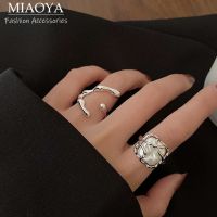 MIAOYA Fashion Jewelry Shop แหวนออกแบบไม่สม่ำเสมอสไตล์พังค์สำหรับผู้หญิง เครื่องประดับอัญมณีเรขาคณิต ของขวัญวันเกิดที่สวยงาม