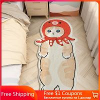 【SALES】 Cartoon Bedside Rug Cat Floor Mat Fluffy Cat Mat Irregular Carpet for Living Room Shaggy Area Rug Thicken Doormat Cute Home Deco