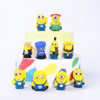 ▥ 10pcs Cartoon Minions Birthday Home Party Cake Decorations Cute Minion Doll Model Kids Toys Supplies