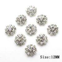 10pcs 12mm รอบคริสตัล Rhinestone ปุ่มกลางสมุดภาพ DIY ตกแต่งสำหรับตัดเย็บเสื้อผ้าปุ่มฐานโลหะ-sheguaecu