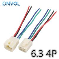 【CC】☬✚  6.3mm connector 4P 4 pin Electrical 6.3 Kits Male Female socket plug for Motorcycle Car