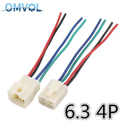 【CC】☬✚  6.3mm connector 4P 4 pin Electrical 6.3 Kits Male Female socket plug for Motorcycle Car