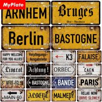 [MyPlate] Vintage Berlin Arnhem Car Licenses Plate Metal Sign Vintage Plaque Tin Sign Man Cave Decoration Bar Sign Club Poster  Power Points  Switches