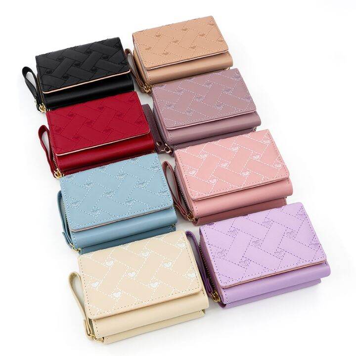 love-embroidered-wallet-womens-short-zero-wallet-womens-triple-fold-bag-multi-card-large-capacity-versatile-fashion-wallet