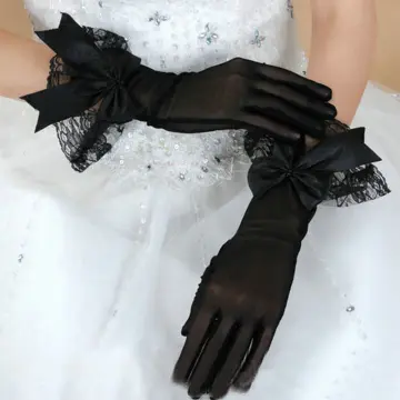 Fashion Sexy Gloves Wrist Length Women Bride Black Lace Gloves Mittens For  Party Sun Protection Accessories