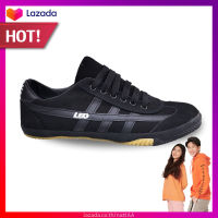 รองเท้า Leo ลีโอ - ผ้าใบสีดำ พื้นยางดิบ ทรงเรียว ฟุตซอลF70 - รองเท้าทำงานสีดำ ผูกเชือก รองเท้าผ้าใบ