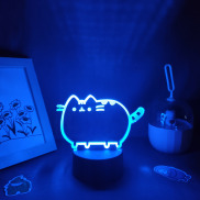Đèn LED Nham Thạch Neon 3D Hình Mèo Con Động Vật Dễ Thương Đèn Ngủ Pin RGB