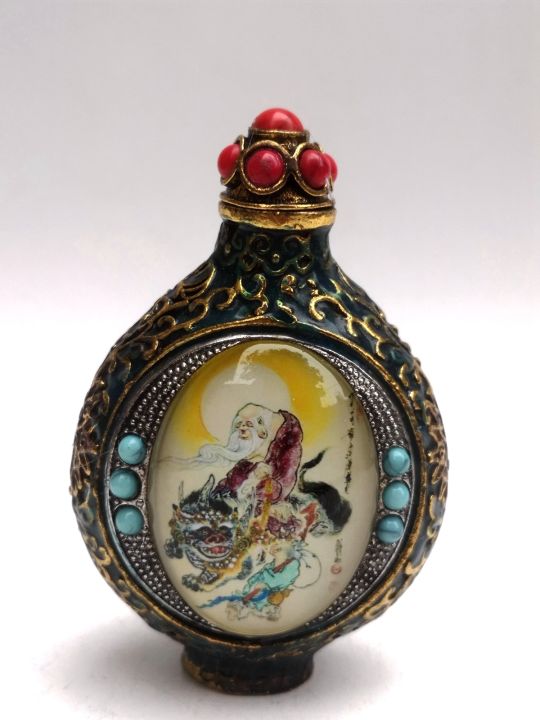 cultuer-art-collection-old-china-cloisonne-bronze-carving-inlay-lion-avalokitesvara-kylin-buddha-painting-snuff-bottles