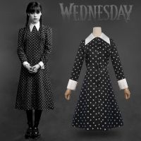 Cos clothing Wednesday addams family Wednesday with black floral skirt cosplay Halloween