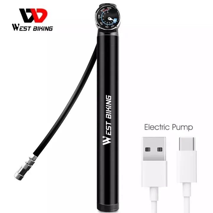 WEST BIKING Bicycle Pump 120PSI Smart Electric Inflator With Hose