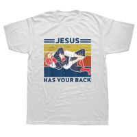 Funny Jiu Jitsu Jesus Has Your Back Bjj T Shirts Graphic Cotton Streetwear Short Sleeve Birthday Gifts Summer Style T-shirt Men XS-6XL