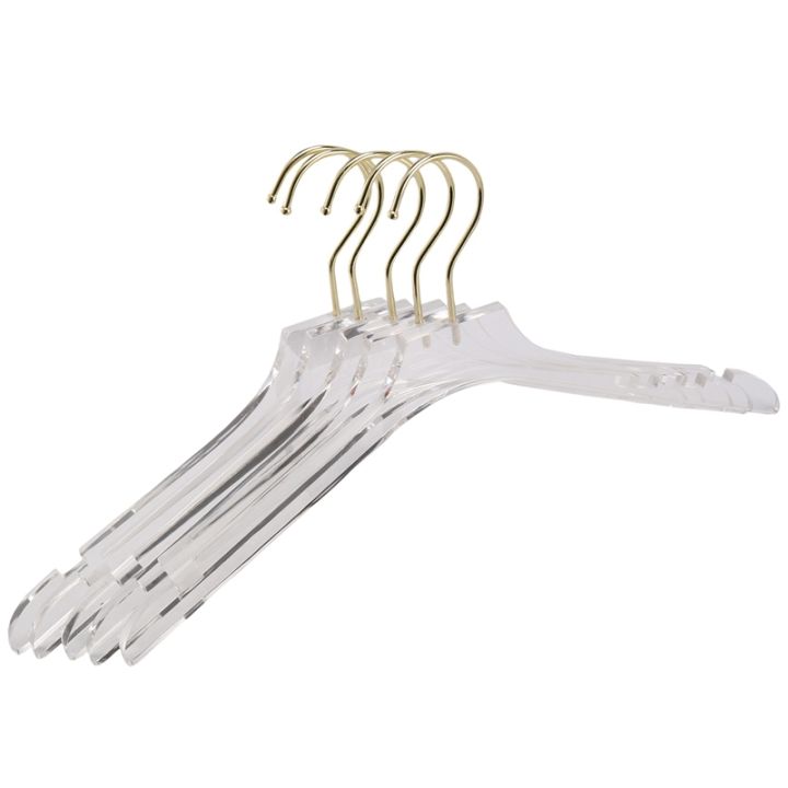 5-pcs-clear-acrylic-clothes-hanger-with-gold-hook-transparent-shirts-dress-hanger-with-notches-for-lady-kids