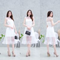 Dee-ya Shop เสื้อผ้าผู้หญิง Dressออกงาน สีขาว พร้อมส่ง