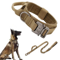 Military Tactical Dog Collar Leash Set Durable  Collar Retractable Leash Medium Large Dog German Shepherd Training Accessorie