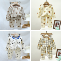 TINGQI Kids Baby Boys Long Sleeves Lycal Cotton Pajamas Clothing Sets Cute Pattern Print T-shirt Tops and Pants 2PCS/set Pyjamas Suit Underwear Sleepwear For 0-8 Years