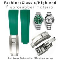 FKM Fluorine Rubber Short Buckle Watchband 20mm Fit for Rolex Daytona Yacht Master Submariner OYSTERFLEX Small Wrist Soft Strap