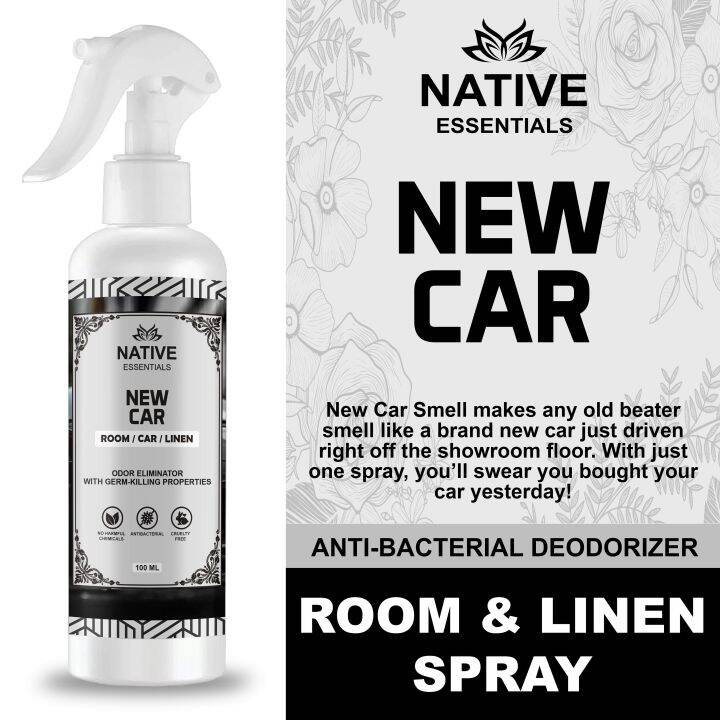 (New Car scent) Air Freshener, Room and Linen Spray by Native Essentials Disinfectant Odor