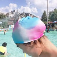 New 2023 Elastic Waterproof PU Fabric Protect Ears Long Hair Sports Swim Pool Hat Swimming Cap Free size for Men &amp; Women Adults