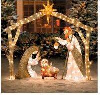 （HOT)Christmas Decoration สุขสันต์วันฮาโลวีนวันขอบคุณพระเจ้าครอบครัวสามคนแทรกการตกแต่งบ้านในสวน