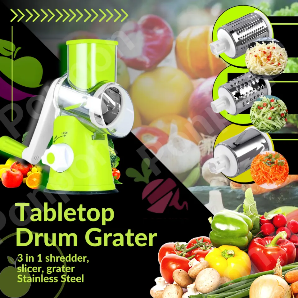 Tabletop Drum Grater 3 in 1 multi purpose rotary grater – Raines