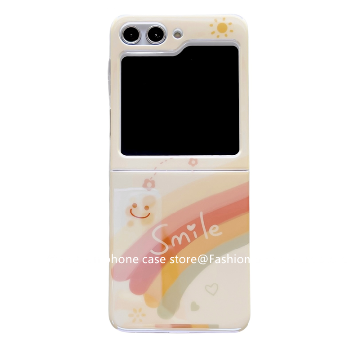 phone-case-เคส-samsung-galaxy-z-flip5-zflip5-5g-กรอบหลังแบบนิ่มเคสโทรศัพท์รูปตัวการ์ตูนน่ารักบลูเรย์สีรุ้ง-tpu-ป้องกันการตก2023