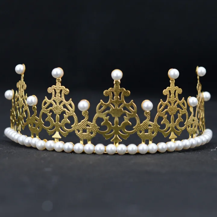 half-crown-tiara-childrens-pearl-crown-korean-iron-sheet-crown-half-crown-hair-clip-pearl-crown-cake-topper