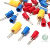 100 PCS Insulated Straight Flat Red Blue Yellow Blade Connector Crimp Electrical Terminal