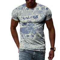 Summer Fashion Retro Literature and Art Men T-shirts 3D Casual Personality Trend Unisex Printed Short Sleeve Round Neck Tees Top