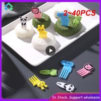 2 40PCS Animal Fruit Fork Food Grade Plastic Mini Cartoon Kids Cake Fruit Toothpick Bento Lunch Dessert Accessories Party Decor