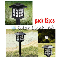 Pack12pcs Solar light 1 LED ไฟปักสนาม  ไฟสีส้ม