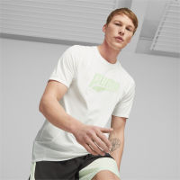 PUMA RUNNING - เสื้อยืดวิ่งแขนสั้นผู้ชายลายกราฟิก RUN FAVOURITE สีขาว - APP - 52339402